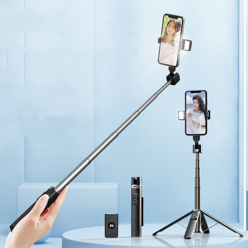 Bluetooth Selfie Stick with Dual Lights and Stable Quadrupod